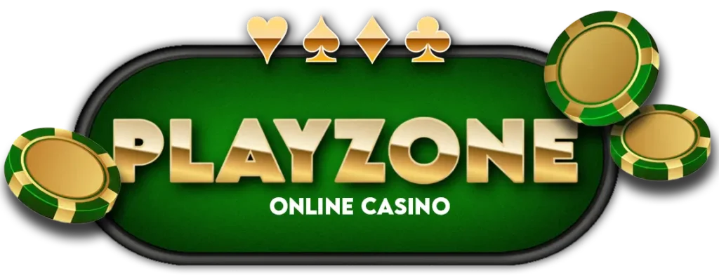 "Playzone Casino logo with green and gold text, representing luxury and excitement in online gaming.